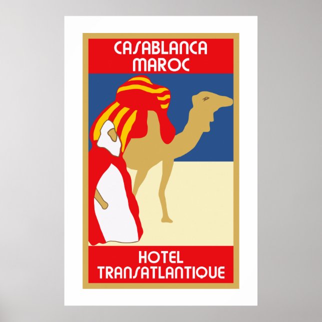 Vintage stil 1920-talet: Casablanca Reklam för res Poster (Framsidan)