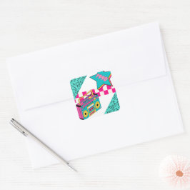 Vintage Stil 1990 Stereo Fyrkantigt Klistermärke