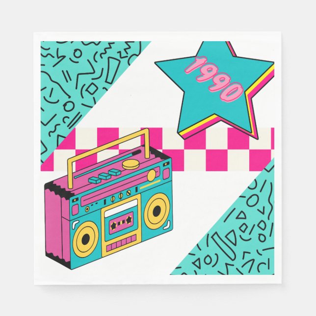 Vintage Stil 1990 Stereo Pappersservett (Framsidan)