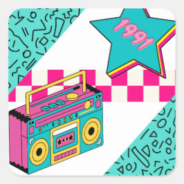Vintage Stil 1991 Stereo Fyrkantigt Klistermärke