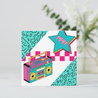 Vintage Stil 1991 Stereo Inbjudningar