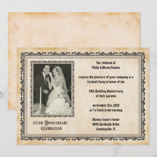 Vintage stil 50-årsjubileum firande inbjudningar