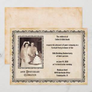 Vintage stil 60-årsjubileum firande inbjudningar