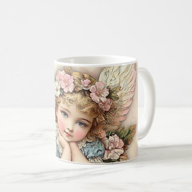Vintage stil ängel kaffemugg (Framsida höger)