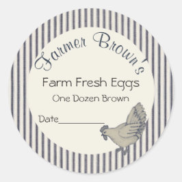 Vintage Stil Anpassningsbar Farm Fresh Eggs Ecker Runt Klistermärke