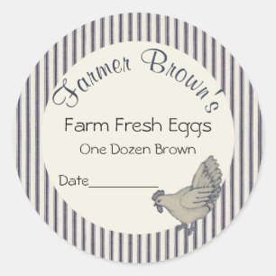 Vintage Stil Anpassningsbar Farm Fresh Eggs Ecker Runt Klistermärke