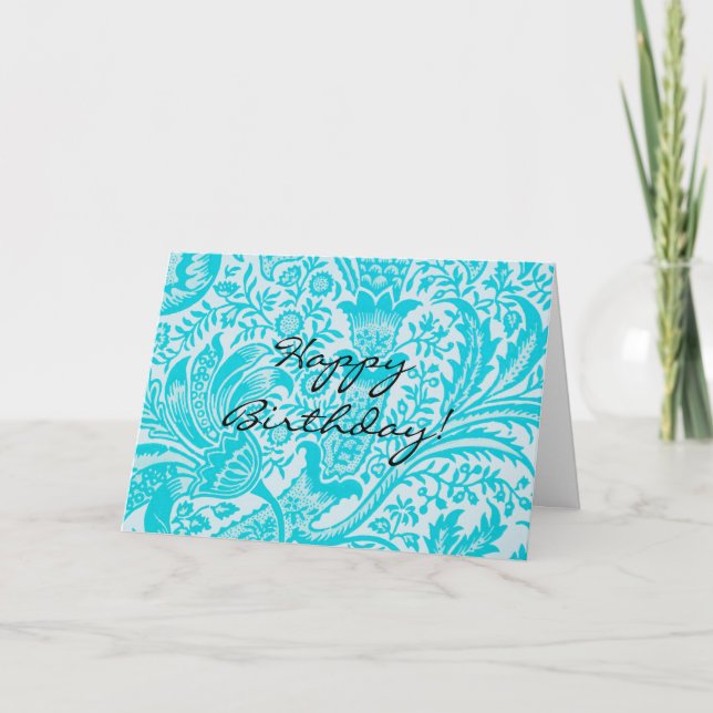 Vintage Stil Aqua Generic Birthday Card Kort (Framsida)