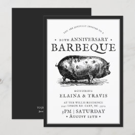 Vintage Stil| Årsdag| BBQ Gris Rost Inbjudningar