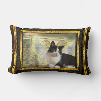 Vintage Stil Art Pillow med Cat Angel Lumbarkudde