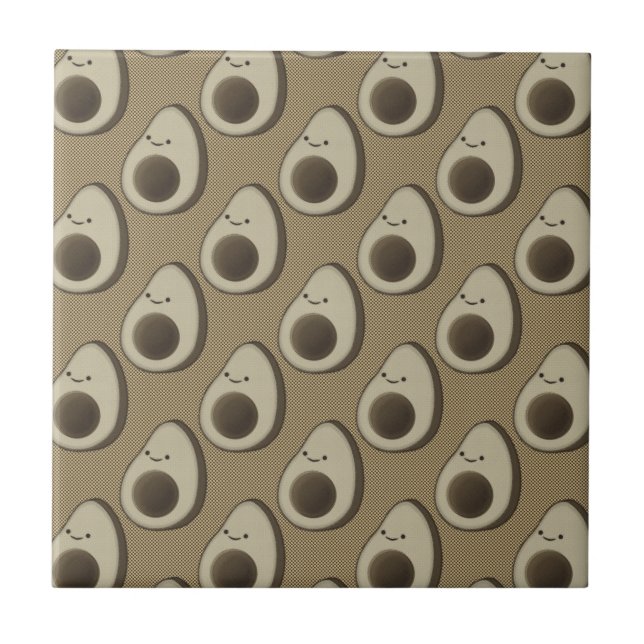 Vintage Stil Avocado Mönster Kakelplatta (Framsidan)