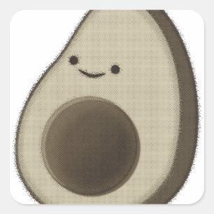 Vintage Stil Avocado Teckning Fyrkantigt Klistermärke