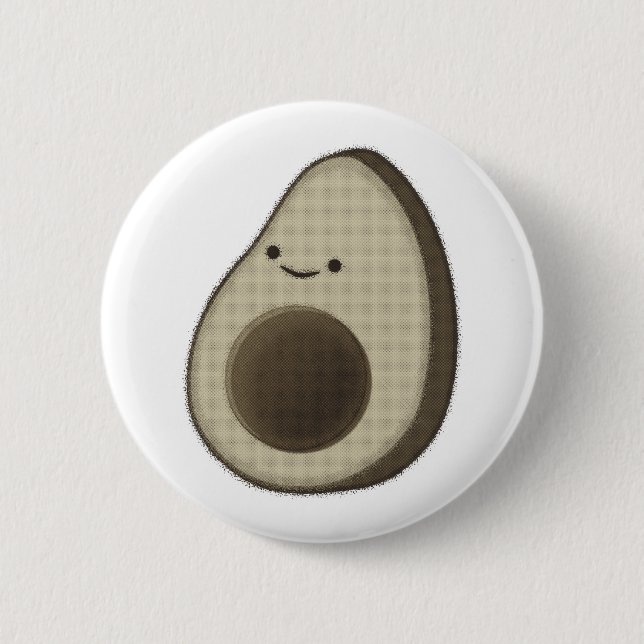 Vintage Stil Avocado Teckning Knapp (Framsida)