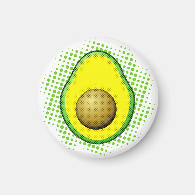 Vintage Stil Avocado Teckning Magnet (Framsidan)