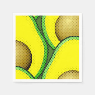 Vintage Stil Avocado Teckning Pappersservett