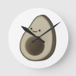 Vintage Stil Avocado Teckning Rund Klocka