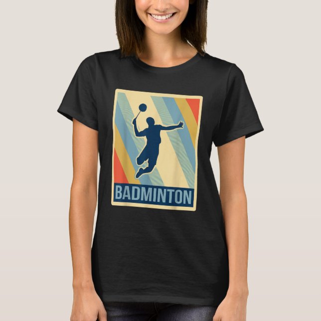 Vintage Stil Badminton T Shirt  (Framsida)