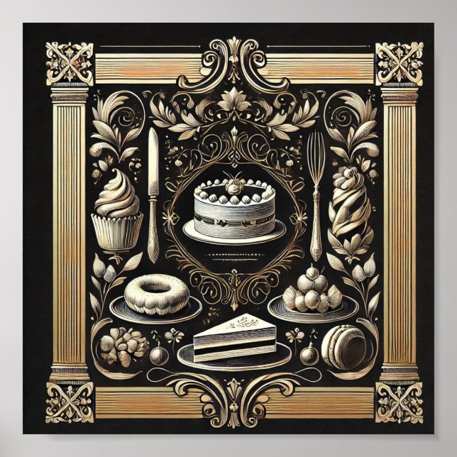 Vintage-Stil-bakverk Poster (Framsidan)