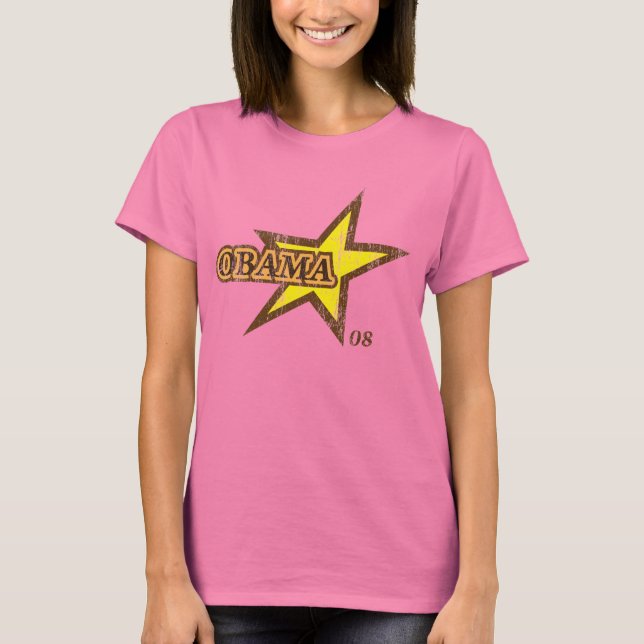 Vintage Stil Barack Obama Star T Shirt (Framsida)