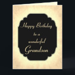 Vintage stil Birthday Grandson Kort<br><div class="desc">Kort för hälsning av Grattis på födelsedagen med snyggt och Chic.</div>