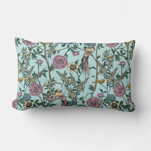 Vintage-stil blå färg botaniskt mönster lumbarkudde
