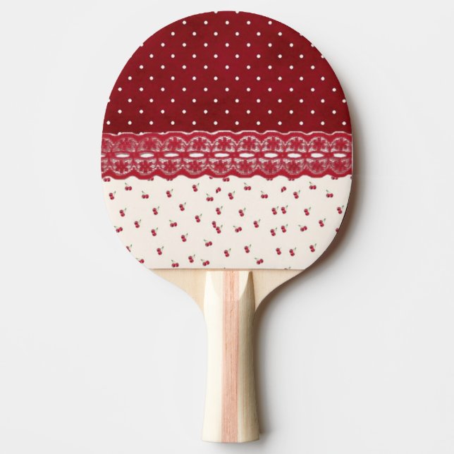 Vintage stil blom- och prickmönster  pingisracket (Framsidan)