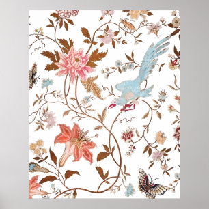 Vintage stil blommande blommor mönster poster