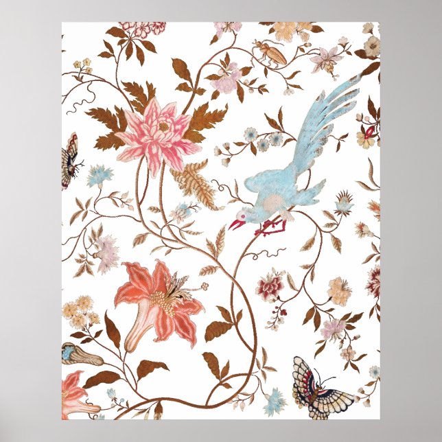 Vintage stil blommande blommor mönster poster (Framsidan)