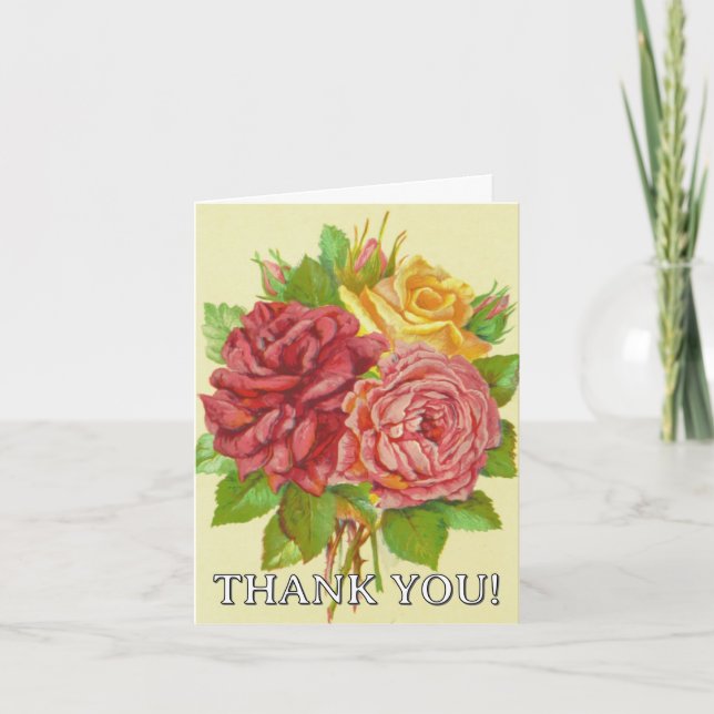 Vintage Stil Blommigt/Blommor Tack Kort (Framsida)