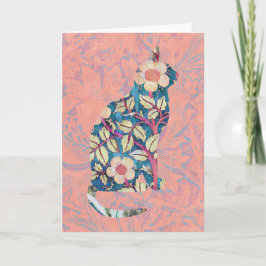 Vintage Stil Blommigt Cat Silhouette Art-kort Kort