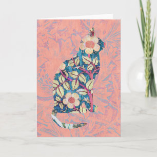 Vintage Stil Blommigt Cat Silhouette Art-kort Kort