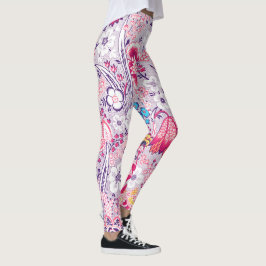 Vintage Stil Blommigt Flowers Leggings in Rosa