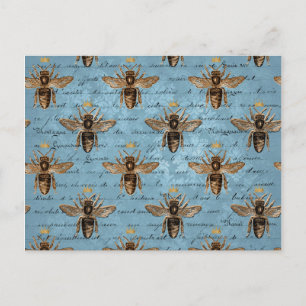 Vintage Stil Blue Honungsbi Vykort