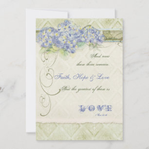 Vintage Stil Blue Hydrangea Blommigt Swirl Damask Inbjudningar