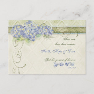 Vintage Stil Blue Hydrangea Blommigt Swirl Damask OSA Kort