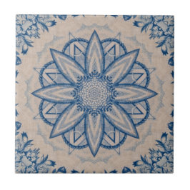 Vintage Stil Blue och White Chinoiserie Inspired Kakelplatta