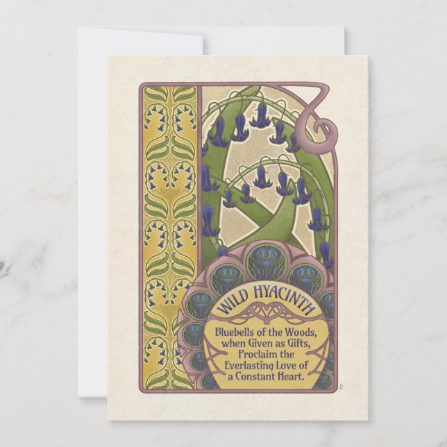 Vintage Stil Bluebell Flowers - Rosa Card (Framsida)