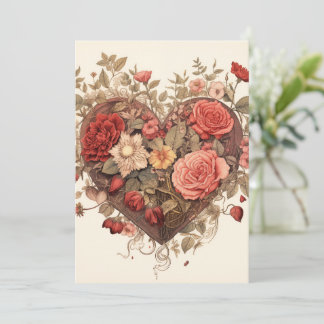 Vintage Stil Botaniska Valentine Julkort
