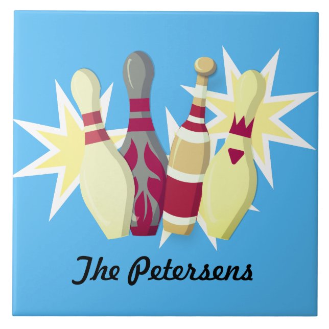 Vintage-stil Bowling Kakelplatta (Framsidan)