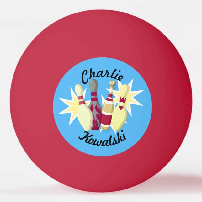 Vintage-stil Bowling Pingisboll (Framsidan)