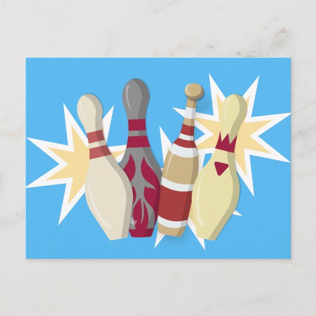 Vintage-stil Bowling Vykort (Framsida)