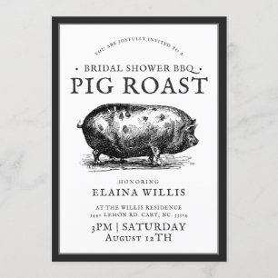 Vintage stil   Bröllops BBQ Grisgrillfest Inbjudningar
