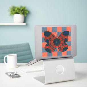 Vintage Stil Butterfly Checkered Squares Sticker Klistermärken