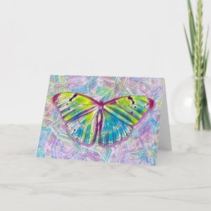 Vintage Stil Butterfly på färgfull Mönster Art Kort