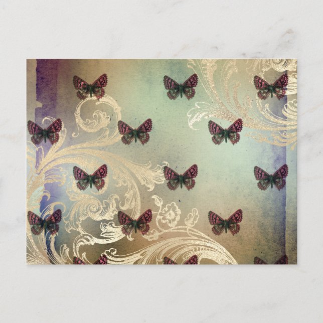 Vintage Stil Butterfly Rulla Vykort (Framsida)