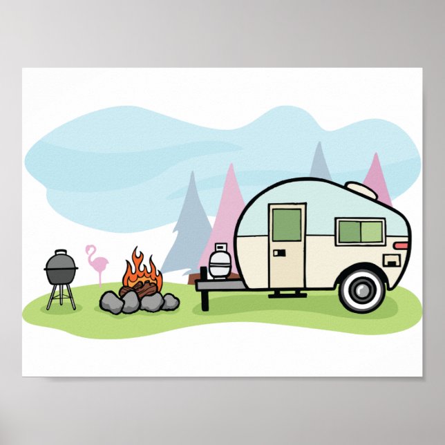 Vintage Stil Camper Poster (Framsidan)
