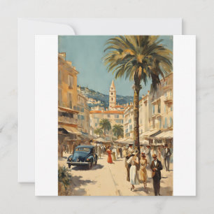 Vintage Stil Cannes Fransk Travel Watercolor