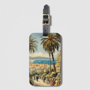 Vintage Stil Cannes Fransk Travel Watercolor Bagagebricka