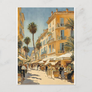 Vintage Stil Cannes Fransk Travel Watercolor Helg Vykort