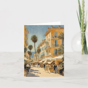 Vintage Stil Cannes Fransk Travel Watercolor Helgkort