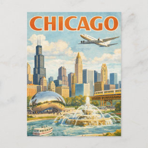 Vintage Stil Chicago Resa Postkort Vykort